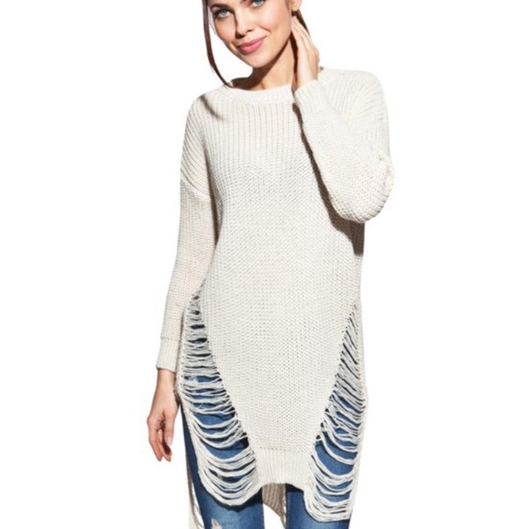 Beige Crew Knit Sweater OS